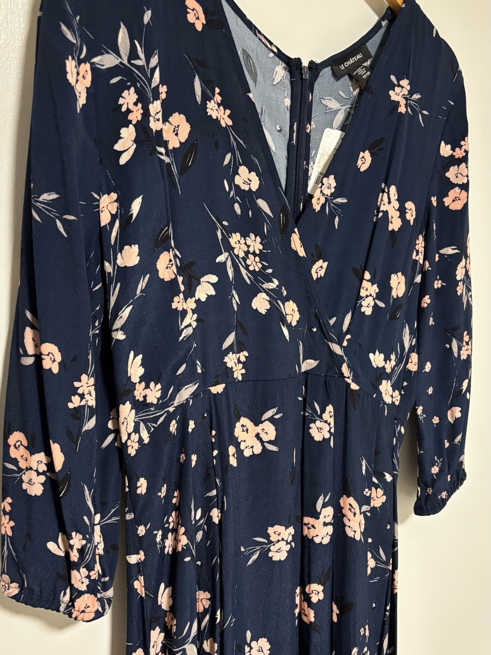 Le Chateau Navy Floral Wrap High-Low Maxi Dress - Picture 2 of 9